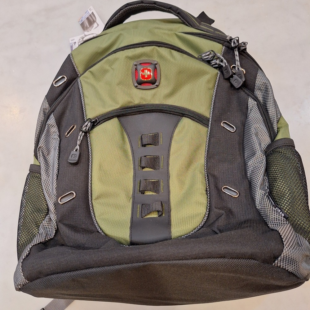 New SwissGear Laptop Backpack Unisex Large Green Black Travel School Work Bag
